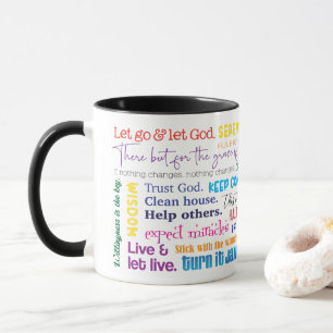 12 Step Erholung Slogans Tasse