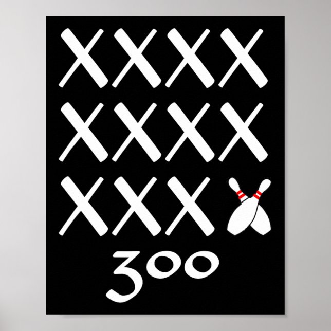 12 Strikes Perfect Bowling Game T Shirt - 300 Bowl Poster (Vorne)