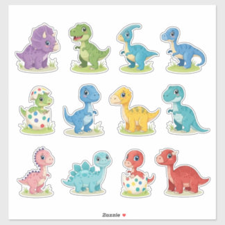 12 süße bunte Dino-Vinyl-Aufkleber Aufkleber