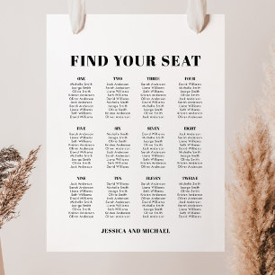 12 Tabelle 120 Gäste Hochzeitskarte Poster