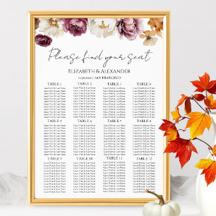 12 Tabelle Burgundy Blumenzwiebelkarte Poster