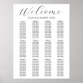 12 Tabelle Elegant Simple Wedding Seating Chart Poster