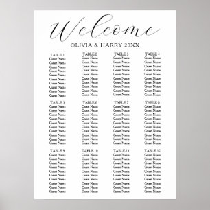 12 Tabelle Elegant Simple Wedding Seating Chart Poster
