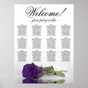 12 Tabelle Elegante Royal Lila Rose Seating Chart Poster