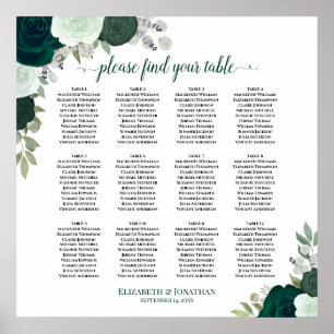 12 Tabelle Emerald Floral Boho Hochzeitstabelle Poster