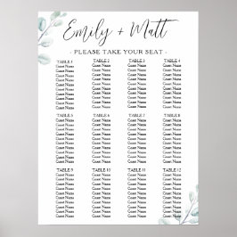 12 Tabelle Eukalyptus Einfache Hochzeitssitzkarte Poster