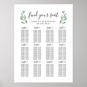 12 Tabelle Große Hochzeitgastsitzkarte Poster