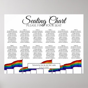 12 Tabelle Rainbow Flags Gay Wedding Seating Chart Poster
