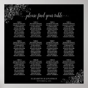 12 Tabelle Silver Frills Black Wedding Seating Cha Poster