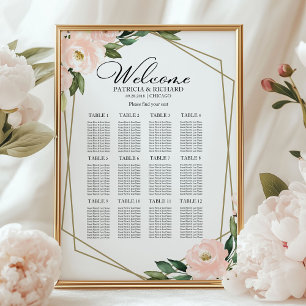 12 Tabellen Geometrische Hochzeitssitzdiagramme mi Poster