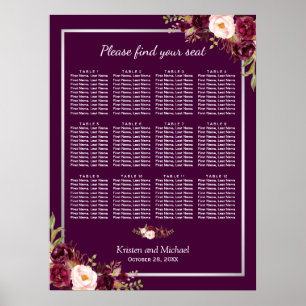 12 Tables Plum Lila Blumenstühle Poster