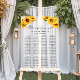 12 Tafelsonnenblume Hochzeitsakryllische Sitzkarte Acrylschild