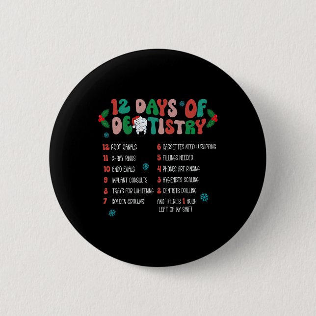 12 Tag der Zahnheilkunde Weihnachtszahnärztin Zahn Button (Vorderseite)
