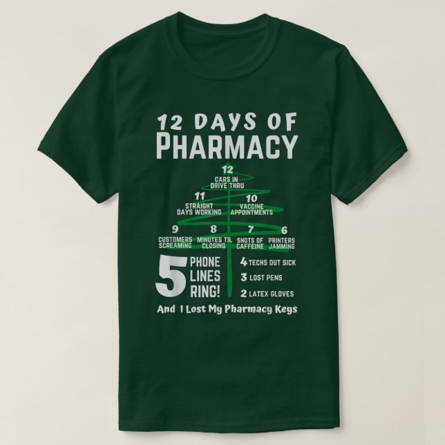 12 Tage Apotheke, Weihnachtsapotheke, Apotheke T-Shirt (Design vorne)