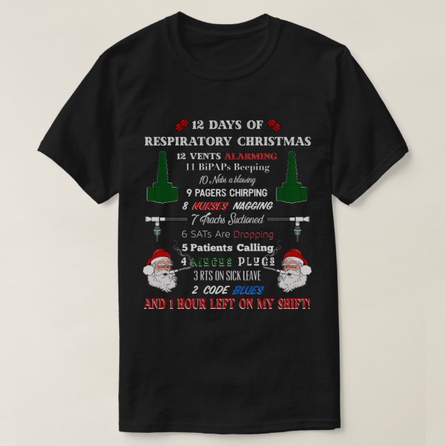 12 Tage Atemtherapeut Weihnachtsfest D T-Shirt (Design vorne)