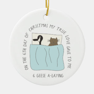 12 Tage Catmas 6 des Gans-ein-Legenden Keramik Ornament