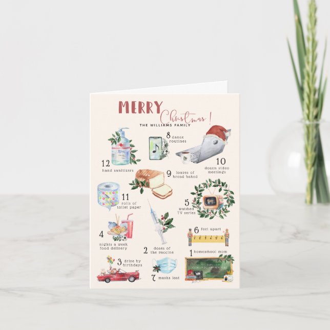 12 Tage Covid | "Quarantäne" Weihnachtsfeiertag Karte (Vorderseite)