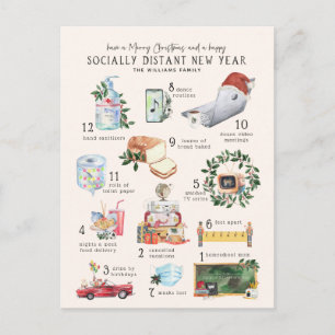 12 Tage Covid "Quarantäne" Weihnachtsfeiertag Postkarte
