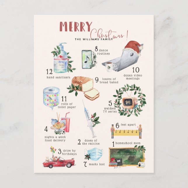 12 Tage Covid | "Quarantäne" Weihnachtsfeiertag Postkarte (Vorderseite)