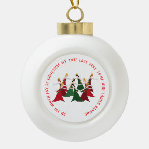 12 Tage Damen-Tanzens des Weihnachten9 Keramik Kugel-Ornament