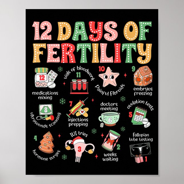 12 Tage der Fruchtbarkeit Ivf Krankenschwester Wei Poster (Vorne)