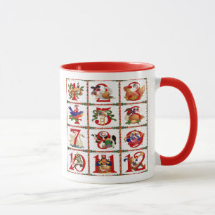 12 Tage der Weihnachtssteppdecken-Druck-Tasse Tasse