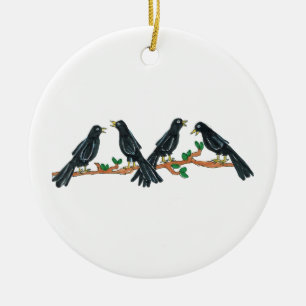 12 Tage der Weihnachtsverzierung - vier nennende Keramik Ornament