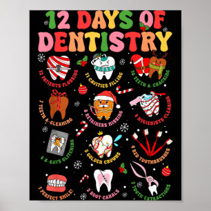 12 Tage der Zahnmedizin Zahnarzt Weihnachten Zahn  Poster