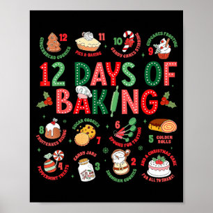 12 Tage des Backens Bäcker Weihnachten Koch Chef B Poster