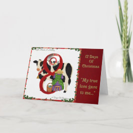 12 Tage des Melkens der Weihnachtenacht Mädchen-A Feiertagskarte