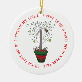 12 Tage des Weihnachtsrebhuhns in einem Keramik Ornament