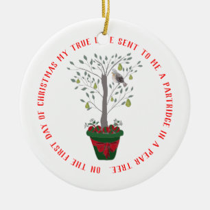12 Tage des Weihnachtsrebhuhns in einem Keramik Ornament