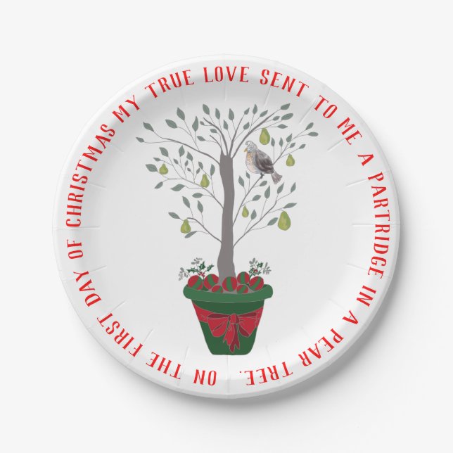 12 Tage des Weihnachtsrebhuhns in einem Pappteller (Vorderseite)