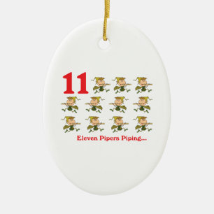 12 Tage, elf Pfeifer pfeifen Keramik Ornament