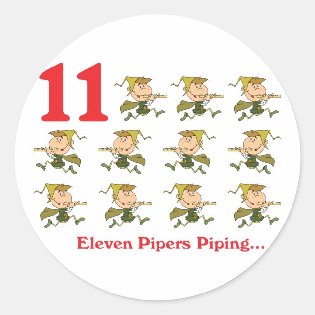 12 Tage elf Pfeifer pfeifen Runder Aufkleber (Vorderseite)