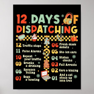 12 Tage lustiger Dispatching 911-Dispatcher Christ Poster