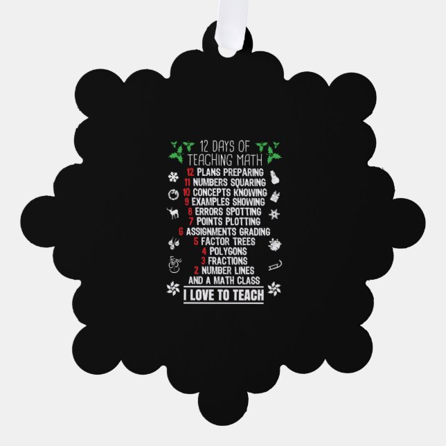 12 Tage Mathematik Lehrer Weihnachtsgeschenke Ornament Karte (Vorderseite)