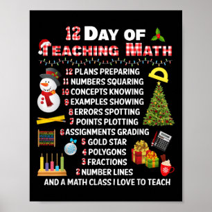 12 Tage Mathematik Lehrer Weihnachtsmathematik XM Poster