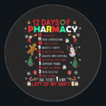 12 Tage Pharmacy Funny Christmas Pharmacist Tec Runder Aufkleber<br><div class="desc">12 Tage Pharmacy Funny Christmas Pharmacist Tech Xmas</div>