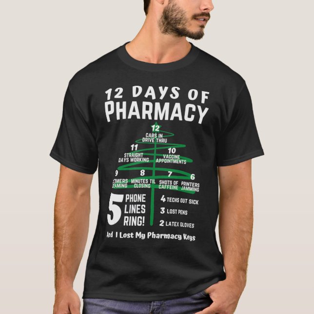 12 Tage Pharmacy, Weihnachts-Apotheke, Apotheke T-Shirt (Vorderseite)