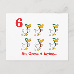 12 Tage sechs Eier legende Gänse Postkarte