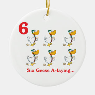 12 Tage sechs Gänse legen Keramikornament