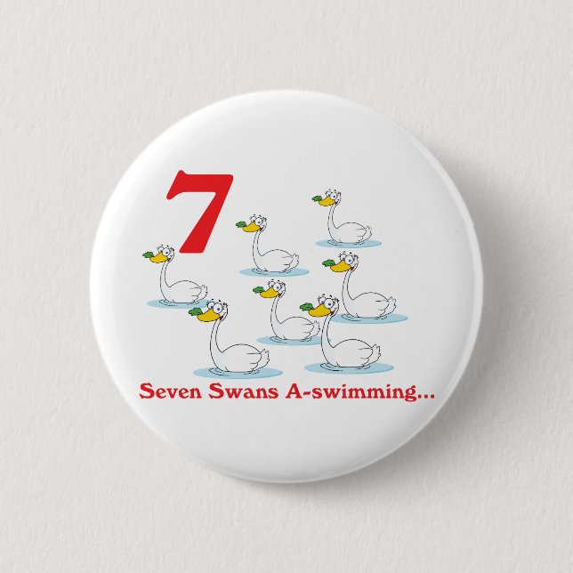 12 Tage sieben Schwäne schwimmen Button (Vorderseite)