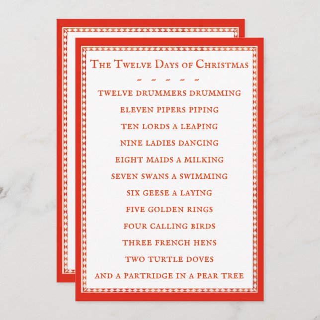 12 TAGE TEXTE 12x18 Flat Card (Vorne/Hinten)