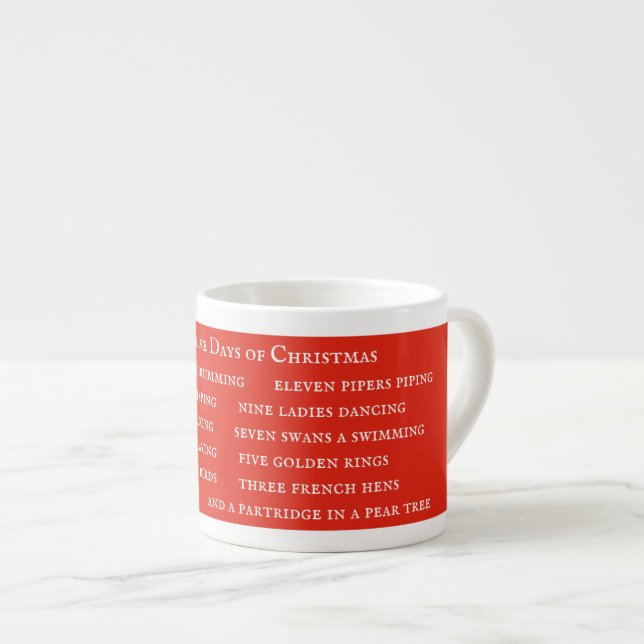 12 TAGE TEXTE Espresso Cup / Rot Espressotasse (Vorderseite Rechts)