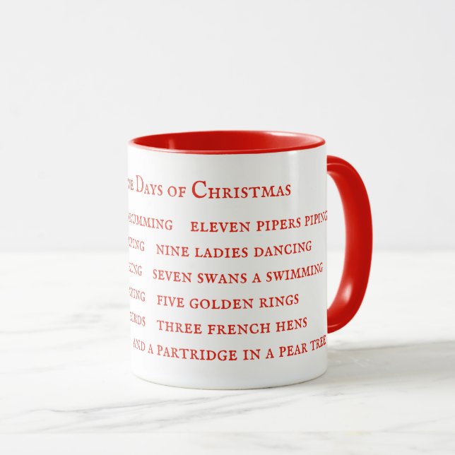 12 TAGE TEXTE Red Combo Tasse (VorderseiteRechts)