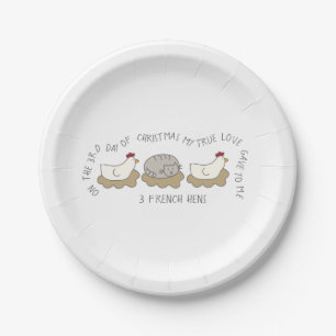 12 Tage von Catmas 3 Französische Hühner Weihnac Pappteller