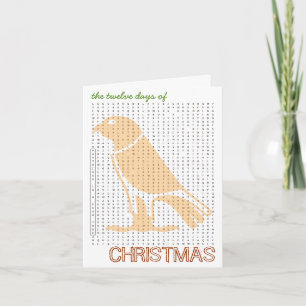 12 Tage von Weihnachtswort-Suchkarte 1 Feiertagskarte