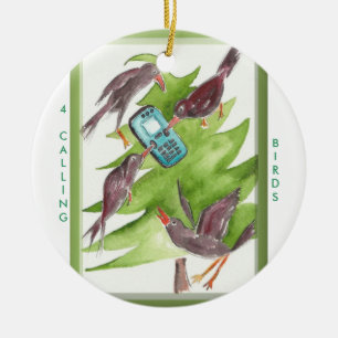 12 Tage Weihnachten 4 nennende Vögel Keramik Ornament