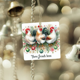 12 Tage Weihnachten Drei französische Hühner Keramikornament